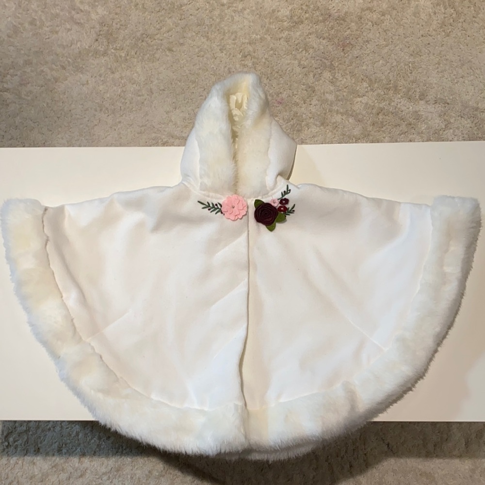 Fur trimmed poncho
